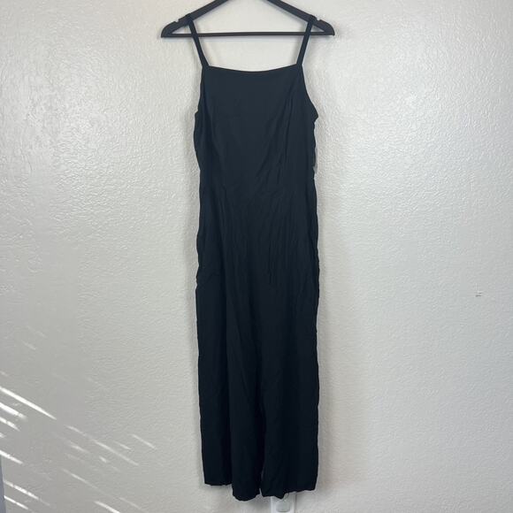 Old Navy Jumpsuit Womens Medium Black Square Neck Wide Leg Minimal Casual READ - Picture 1 of 16